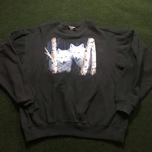 Vintage Nature Anvil White Wolf Black Washed Sz L Looks Great